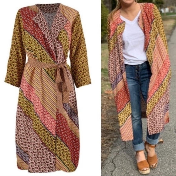 Cabi Poet Multicolor Long Wrap Jacket Duster Cardigan Small - Picture 1 of 9